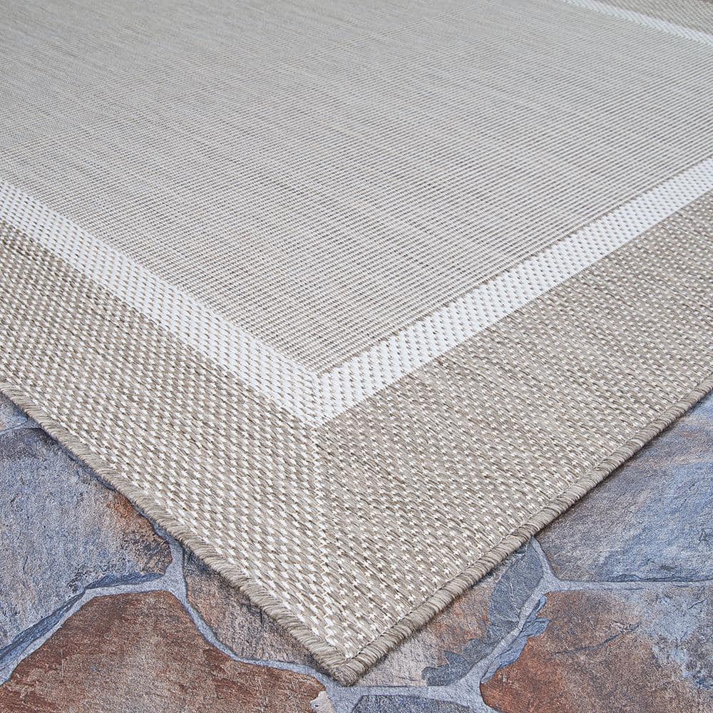 Champagne Taupe Flat Woven Square Indoor Outdoor Rug 8'6"