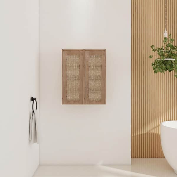 24 in. W x 10 in. D x 30 in. H Bathroom Storage Wall Cabinet in Imitative Oak