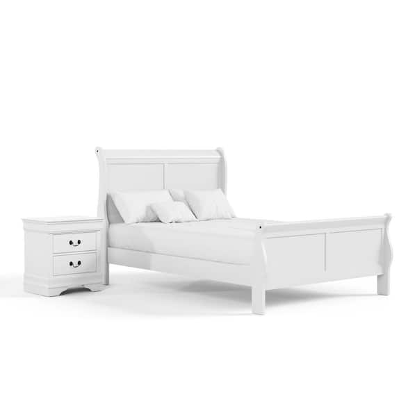 Burkhart 2-Piece White Wood King Bedroom Set with Nightstand