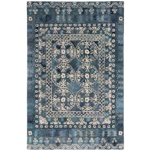 SAFAVIEH Anatolia 3 ft. x 5 ft. Navy/Beige Traditional Abstract Area Rug