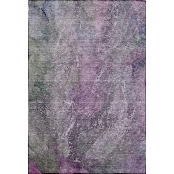 Mayfield Premium Machine Washable Abstract AMF2307 Plum 5 ft. x 7 ft. 6 in. Area Rug