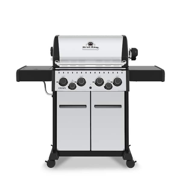 Crown S 490 4-Burner Propane Gas Grill in Stainless Steel with Side Burner and Rear Rotisserie Burner