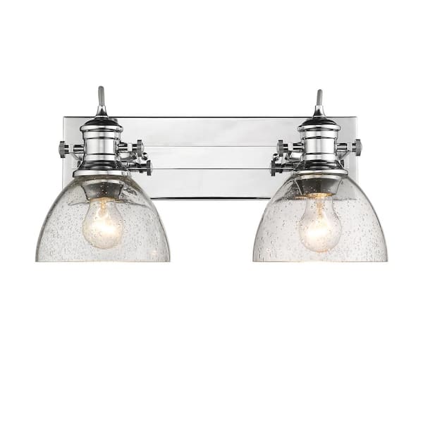 Hines 2-Light Chrome and Seeded Glass Bath Light