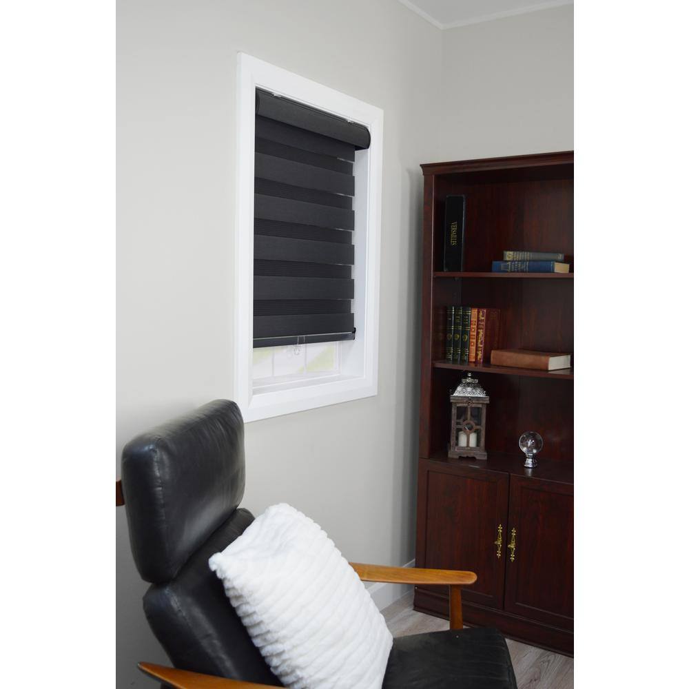 Cordless Black Zebra Privacy Shade 33in x 72in
