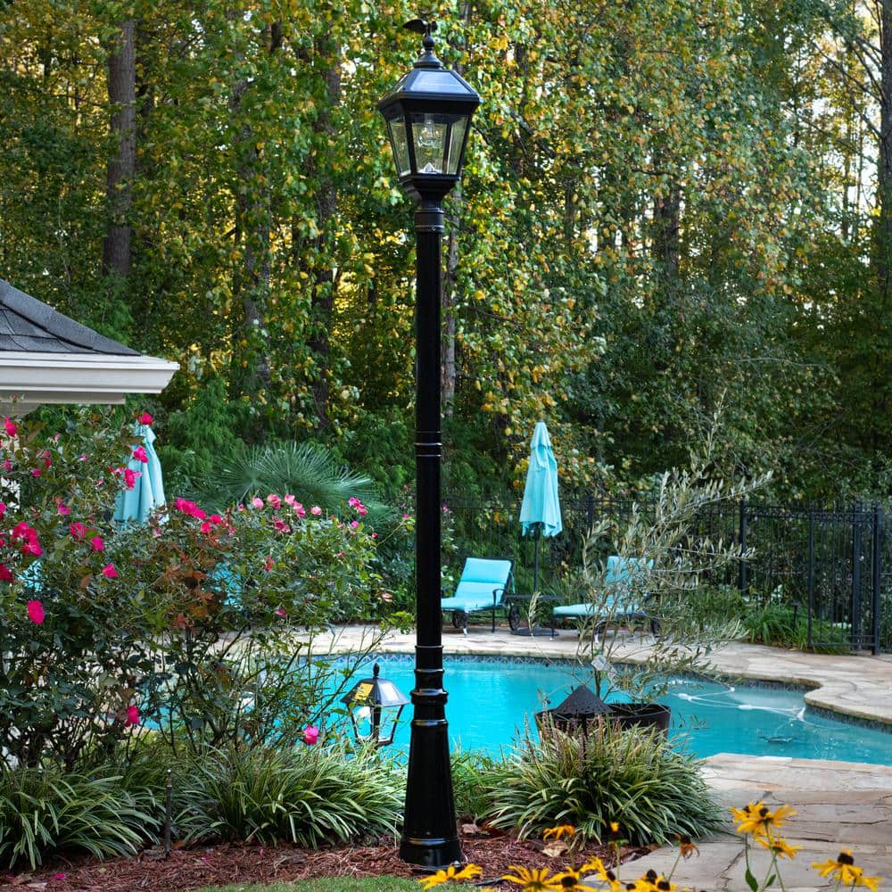 Imperial II Black Resin Solar LED Outdoor Lamp Post
