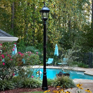 Imperial II Bulb 1-Light Black Outdoor Waterproof Solar Warm White LED Post Light with 3 in. Fitter for Landscape
