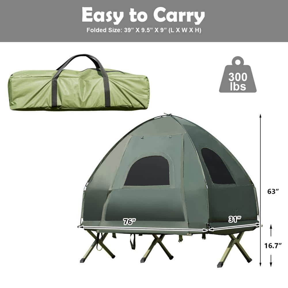 Green Four Season Solo Dome Camping Tent with Carry Bag
