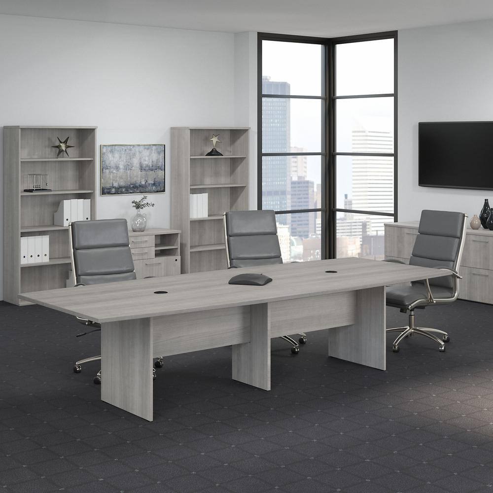 Platinum Gray Boat-Shaped Engineered Wood Conference Table