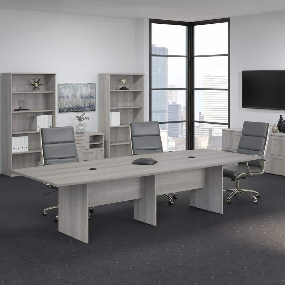 Platinum Gray Boat-Shaped Engineered Wood Conference Table