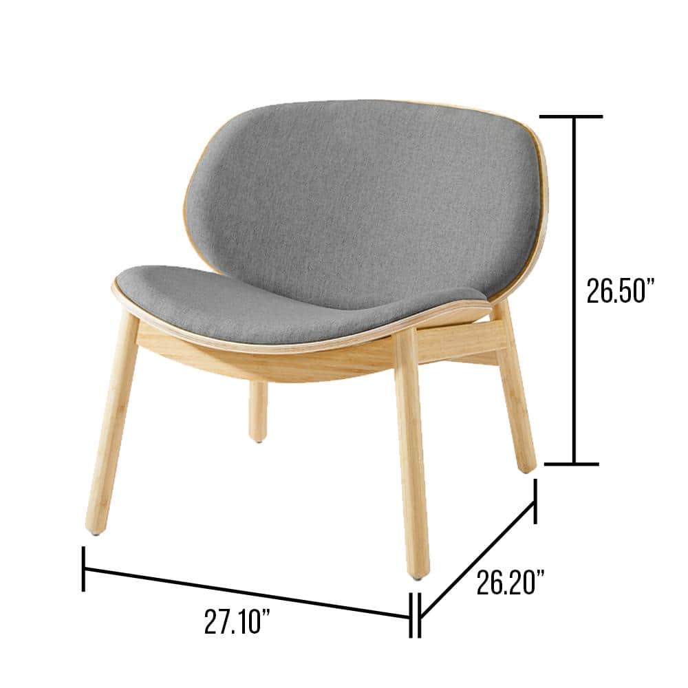 Gray Velvet Lounge Chair with Bamboo Frame