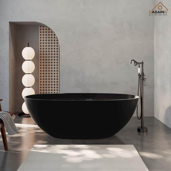 CASAINC 65 in. x 30 in. Soaking Bathtub in Matte Black