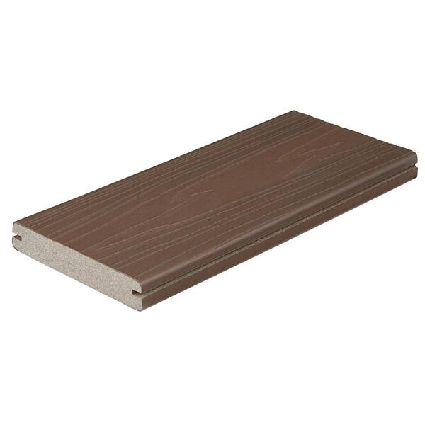 Fiberon ProTect Advantage 1 in. x 5-1/4 in. x 1 ft. Chestnut Grooved Edge Capped Composite Decking Board Sample