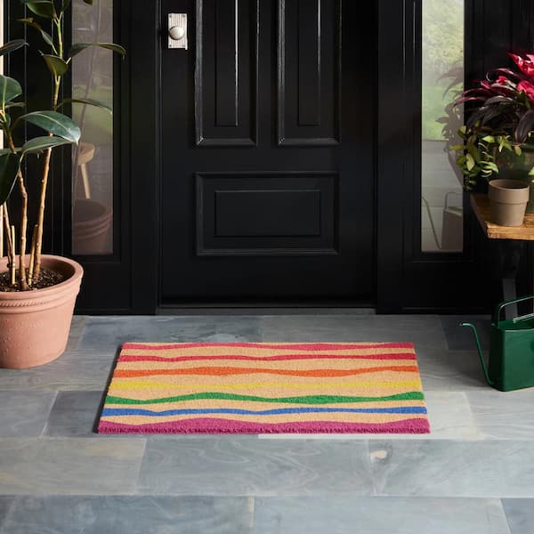Ravine Abstract Rainbow 18 in. x 30 in. Mountain Indoor/Outdoor Coir Door Mat