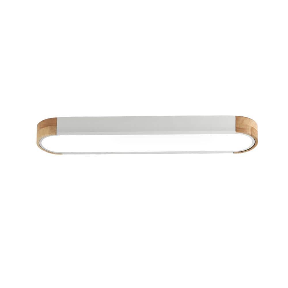 LCCKFELD ECUIPMĚNT 38灯 HUOKU Lumin 38 in. W 1-Light White and Wood Integrated LED Flush