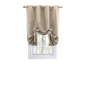 Ultimate Blackout Putty Solid 55 in. W x 63 in. L Grommet Blackout Curtain Tie Up Panel