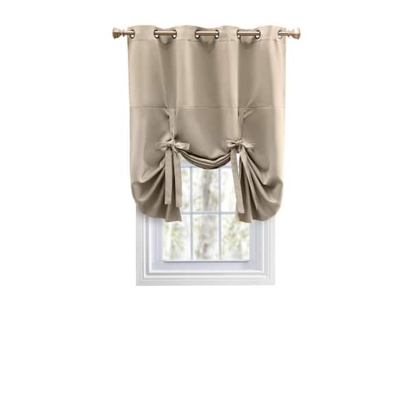 RICARDO Ultimate Blackout Putty Solid 55 in. W x 63 in. L Grommet Blackout Curtain Tie Up Panel