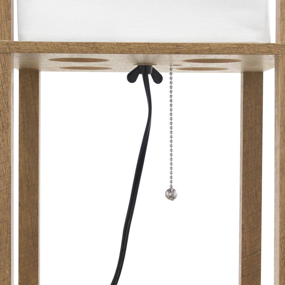 62.5" Black MDF 3-Tier Floor Lamp with Linen Shade