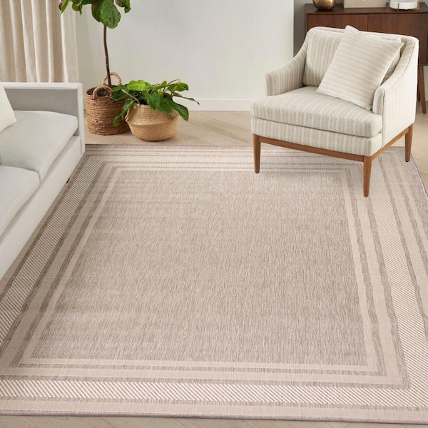 Horizon Indoor/Outdoor Grey 8 ft. x 10 ft. Bordered Contemporary Area Rug
