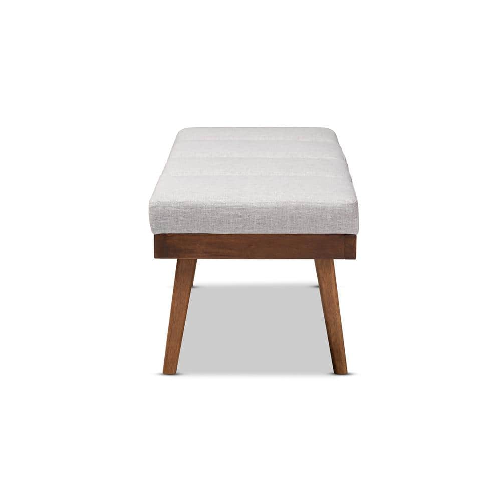 Larisa Beige and Walnut Brown Upholstered Wood Bench