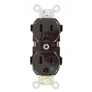 15 Amp Hospital Grade Extra Heavy Duty Self Grounding Duplex Outlet, Brown
