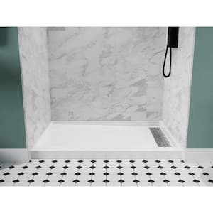 Alexander Base Series 48 in. L x 32 in. W Alcove Shower Shower Pan Base with Right Drain in Glossy White Marine Acrylic