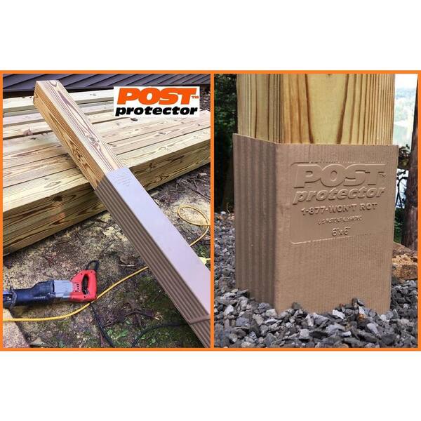 Post Protector Decay Protection 5.5-in x 3.5-in x 3-1/2-ft Cedar Tone Deck Post Sleeve