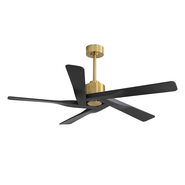WINGBO 64 in. 6 Fan Speeds Ceiling Fan in Gold and Black without Light (5 Blades)