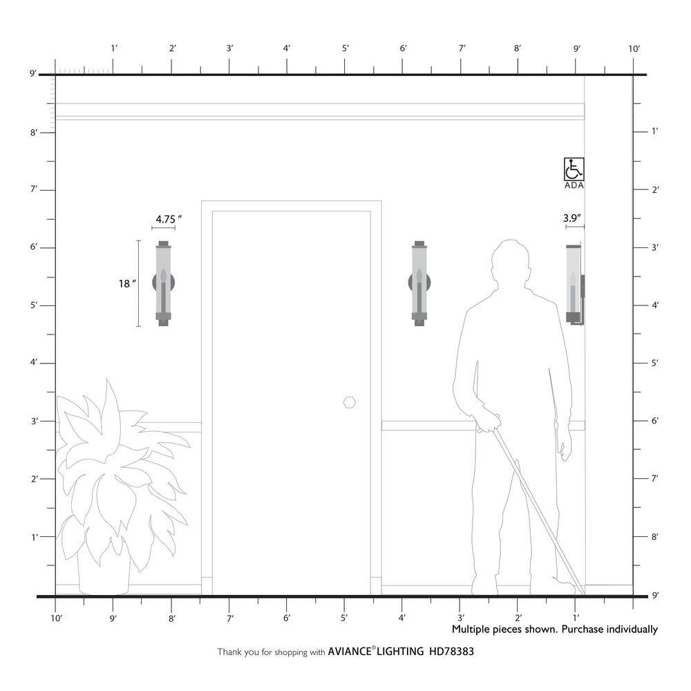 Castleton Brushed Nickel ADA Compliant Wall Sconce with Clear Glass
