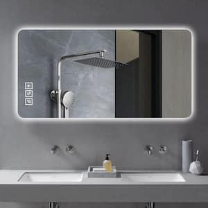 27.5 in. W x 59.1 in. H Rectangular Frameless Anti-Fog Wall Mounted LED Light Bathroom Vanity Mirror, Dimmable
