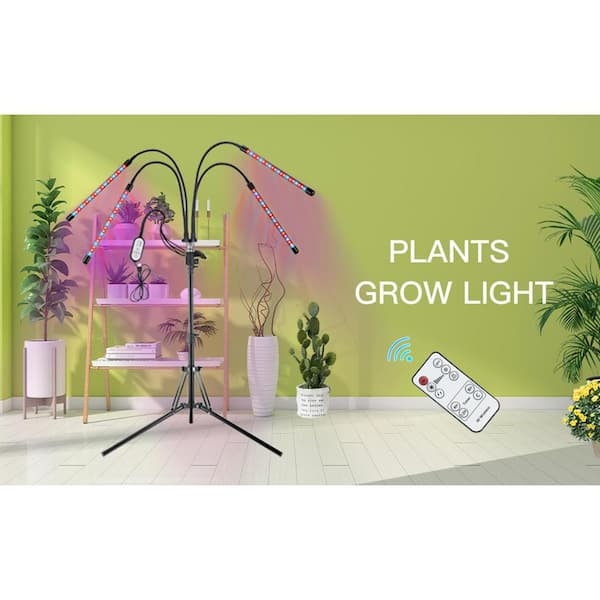 4-Head LED Grow Lights with Tripod Stand Indoor Plants Full Spectrum Grow Lamp 
