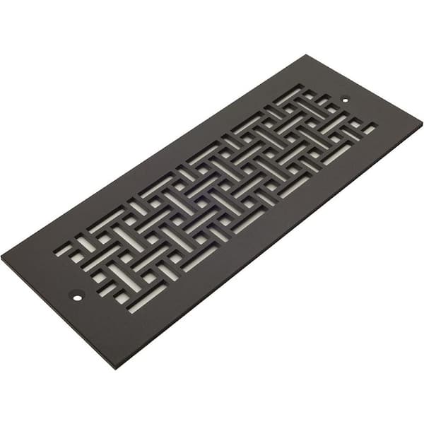 Reggio Registers Basketweave Series 10 in. x 4 in. Oil Rubbed Bronze Steel Vent Cover Grille with Mounting Holes