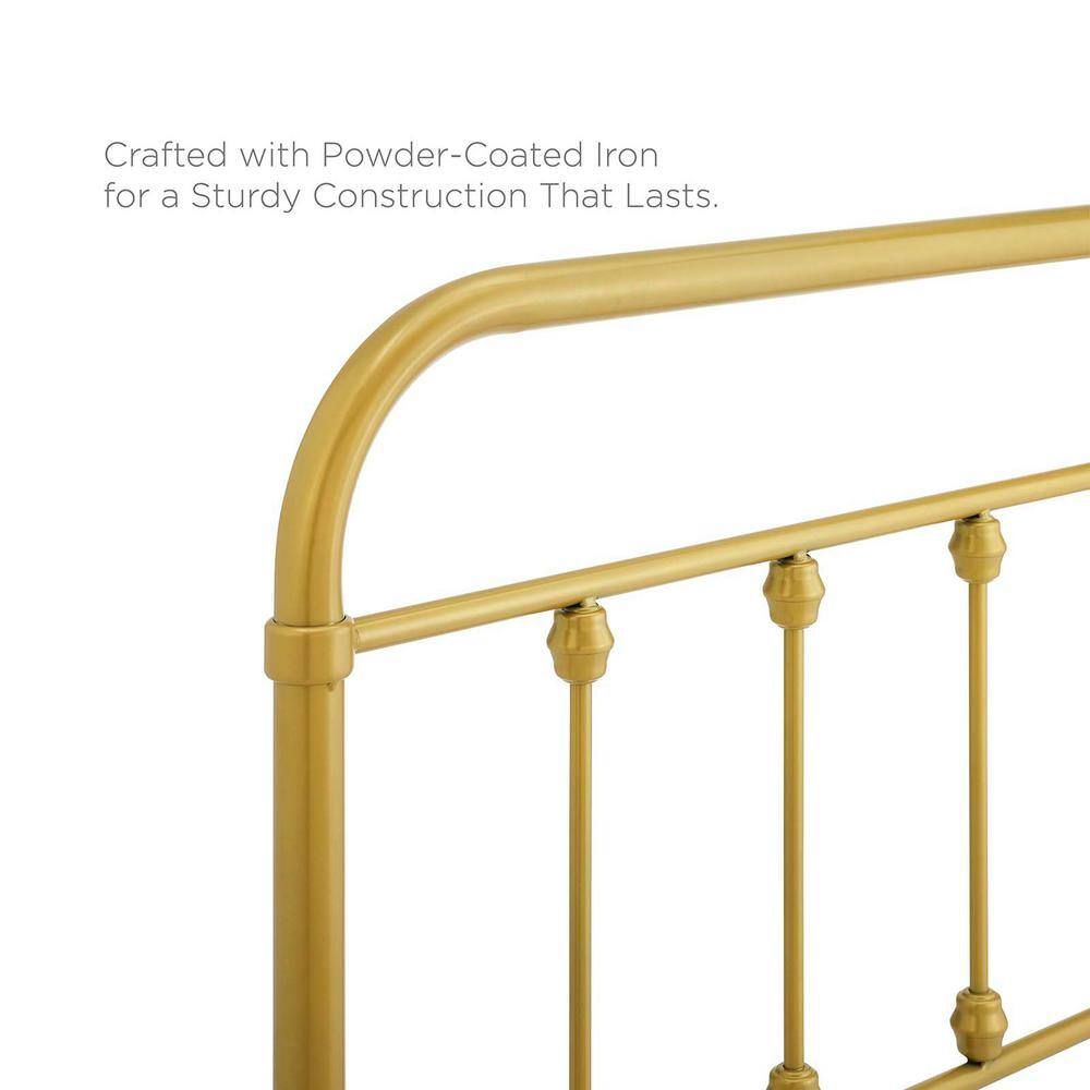 Gold Twin Adjustable Metal Headboard with Spindle Detail