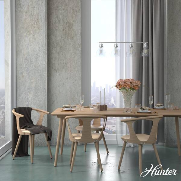 Hunter Van Nuys 4-Light Brushed Nickel Island Linear Chandelier for Kitchen Island with No Bulbs Included