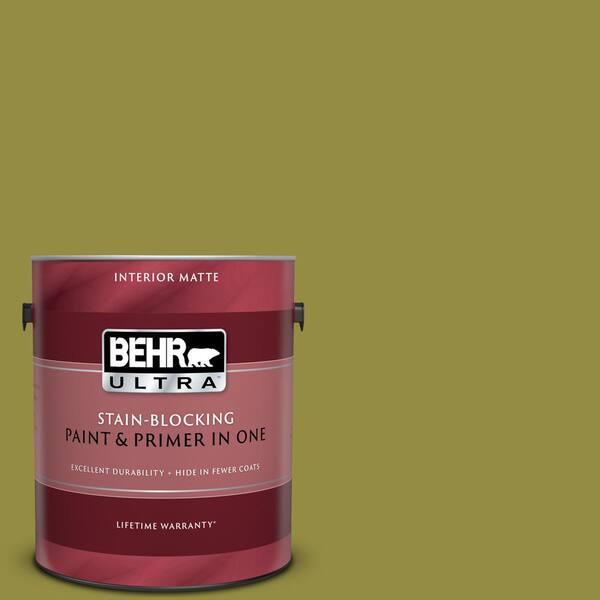 BEHR ULTRA 1 gal. #UL200-20 Retro Avocado Matte Interior Paint and Primer in One