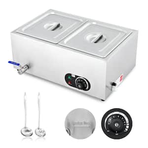 20 qt. Silver Stainless Steel Chafing Dishes Commercial Food Warmer 1200-Watts Electric Steam Table with 2 x 1/2-Pans