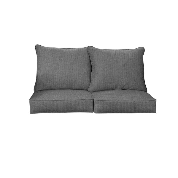 SORRA HOME 25 in. x 25 in. x 5 in. (4-Piece) Deep Seating Outdoor Loveseat Cushion in Sunbrella Revive Charcoal