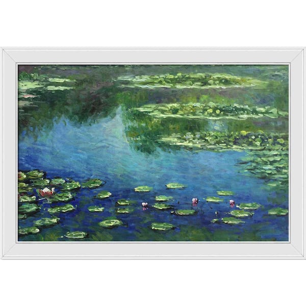 LA PASTICHE Water Lilies by Claude Monet Gallery White Framed Nature Oil Painting Art Print 28 in. x 40 in.