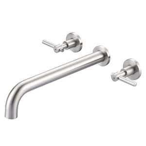 2-Handle Wall Mounted Lever Handle Antique Bathtub Roman Tub Faucet in. Brushed Nickel