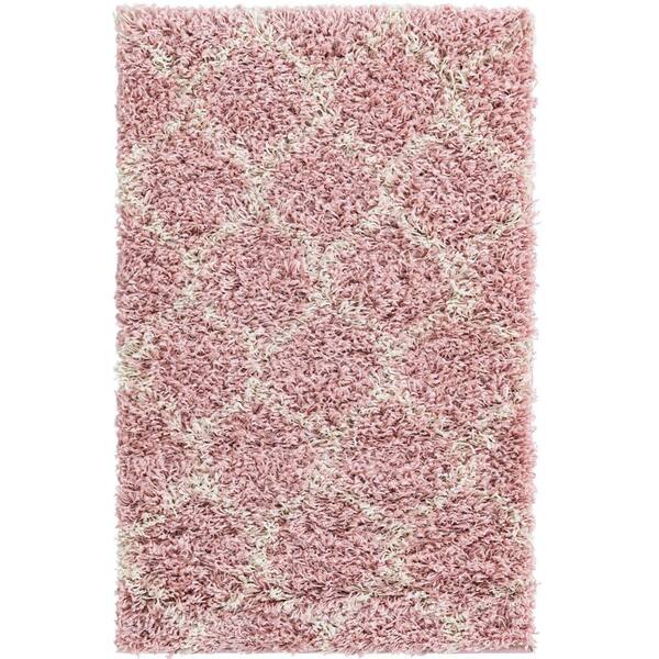 Light Pink 2 ft. x 3 ft. Lattice Shag Area Rug NY49405 The Home Depot