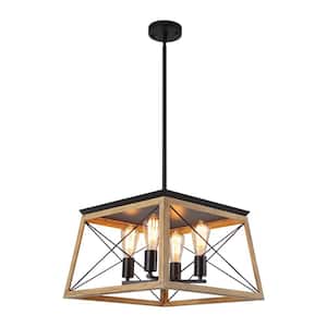 LIBERTAB 4-Light Brown Cage Dimmable Pendant Light (Bulb Not Included)