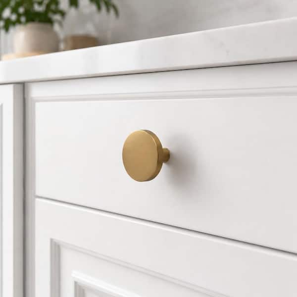 5-Pack Hollis 1-3/16 in. (30mm) Brushed Gold Cabinet Round Knobs