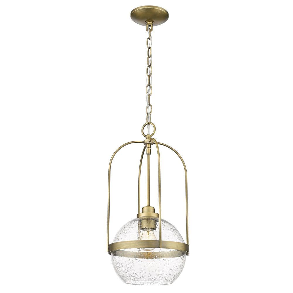 Devonshire Antique Brass Pendant with Seeded Glass