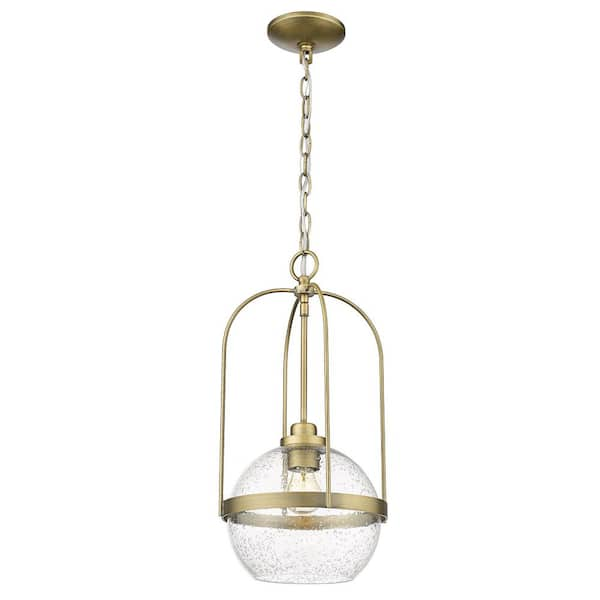 Acclaim Lighting Devonshire 1-Light Round Antique Brass Pendant with Clear  Seeded Glass IN10010ATB - The Home Depot