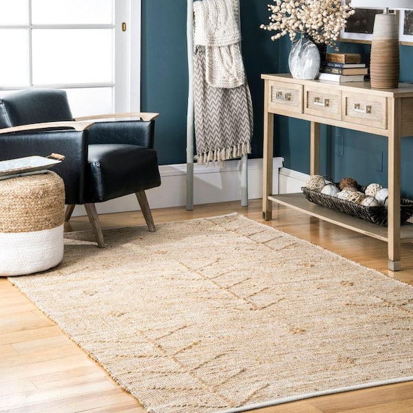 Amaranth Arrow Cotton/Jute Natural 4 ft. x 6 ft. Indoor/Outdoor Patio Area Rug
