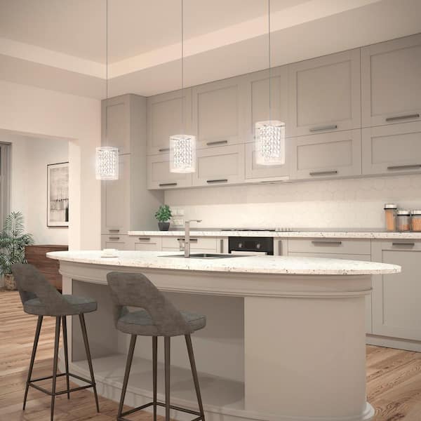 Artika Crystal Cube 5.5-Watt 1 Light Chrome Modern Integrated LED Mini Pendant Light Fixture for Kitchen Island