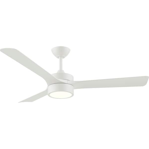 Axion II 52 in. 3-Blade Standard Matte White Modern LED Downrod Mount Ceiling Fan with Matte White Blades