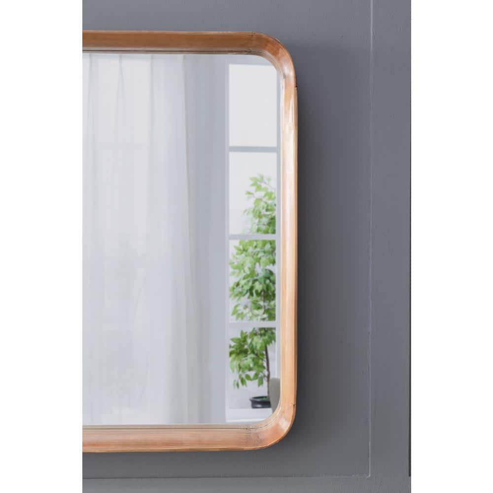 Wayne Light Brown Wood Square Wall Mirror