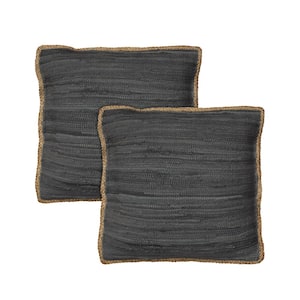 Raeleigh Dark Gray Solid Cotton Blend 20 in. x 20 in. Indoor Throw Pillow (Set of 2)