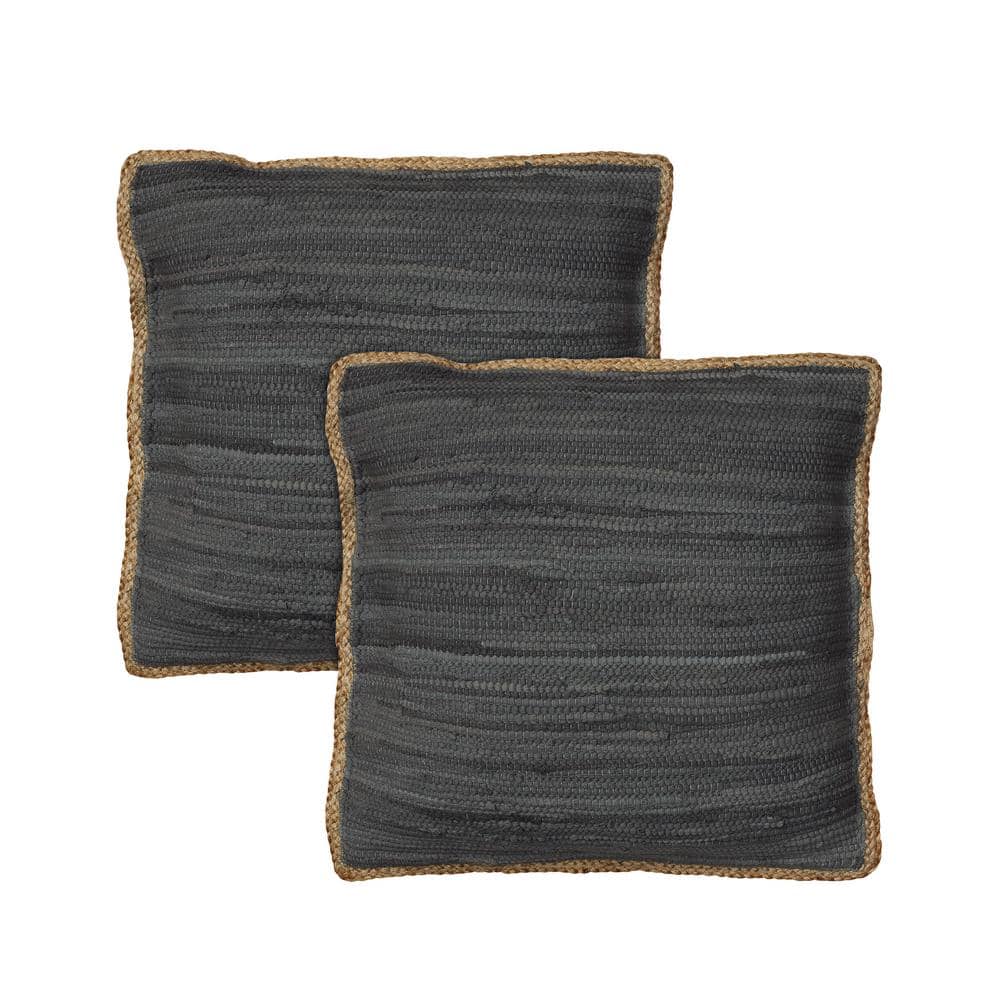 Raeleigh Dark Gray Solid Cotton Blend 20 in. x 20 in. Indoor Throw Pillow (