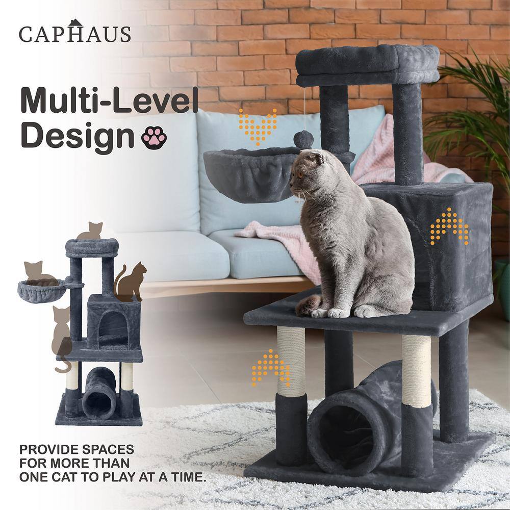 40'' Dark Gray Multi-Level Cat Activity Tree with Sisal Scratching Posts